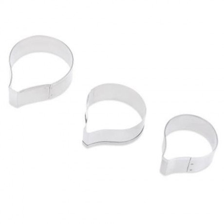 3PCS FLOWER PETAL STAINLESS STEEL SUGARCRAFT CAKE CUTTER BAKING MOLD (SILVER)
