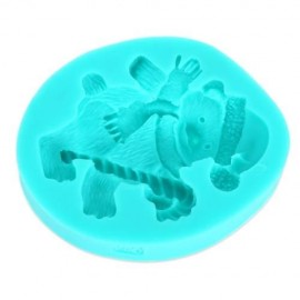 CHRISTMAS POLAR BEAR SILICONE FONDANT CAKE CHOCOLATE MOLD BAKING TOOL (GREEN)