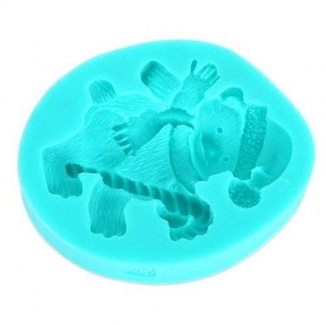 CHRISTMAS POLAR BEAR SILICONE FONDANT CAKE CHOCOLATE MOLD BAKING TOOL (GREEN)