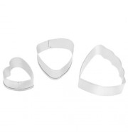 3PCS RANUNCULUS FLOWER STAINLESS STEEL SUGARCRAFT FONDANT CAKE CUTTER BAKING MOLD (SILVER)