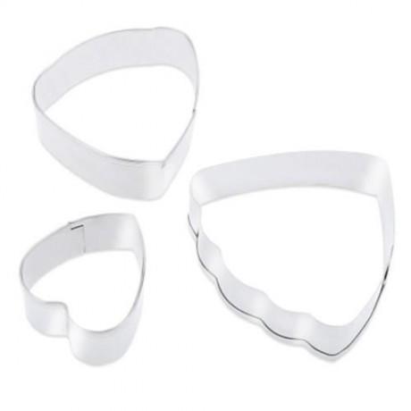 3PCS RANUNCULUS FLOWER STAINLESS STEEL SUGARCRAFT FONDANT CAKE CUTTER BAKING MOLD (SILVER)