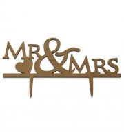 CREATIVE MR MRS ENGLISH LETTER WEDDING CAKE INSERTED CARD DECORATION (BLACK)