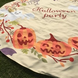 FESTIVAL HALLOWEEN CARNIVAL GHOST PUMPKIN PATTERN ROUND BEACH THROW (BEIGE)