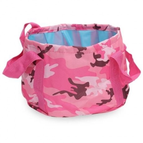 OUTDOOR PORTABLE LIGHTWEIGHT WASH BASIN FOLDING BAG (ROSE RED)