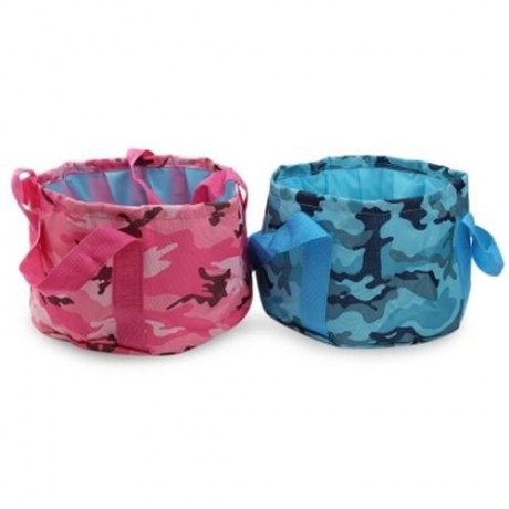 OUTDOOR PORTABLE LIGHTWEIGHT WASH BASIN FOLDING BAG (ROSE RED)