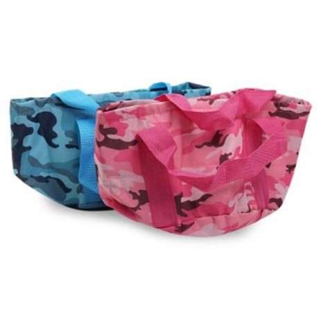 OUTDOOR PORTABLE LIGHTWEIGHT WASH BASIN FOLDING BAG (ROSE RED)