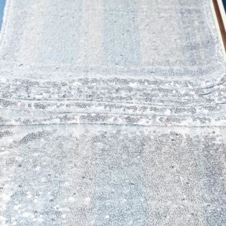 180 X 30CM GLITZ SEQUIN TABLE RUNNER FOR WEDDING PARTY (SILVER)