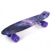 22 INCH STARS PATTERN FOUR-WHEEL STREET LONG PLASTIC FISH SKATEBOARD (PURPLE)