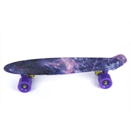 22 INCH STARS PATTERN FOUR-WHEEL STREET LONG PLASTIC FISH SKATEBOARD (PURPLE)