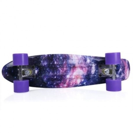 22 INCH STARS PATTERN FOUR-WHEEL STREET LONG PLASTIC FISH SKATEBOARD (PURPLE)