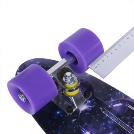 22 INCH STARS PATTERN FOUR-WHEEL STREET LONG PLASTIC FISH SKATEBOARD (PURPLE)