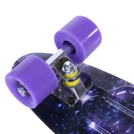 22 INCH STARS PATTERN FOUR-WHEEL STREET LONG PLASTIC FISH SKATEBOARD (PURPLE)