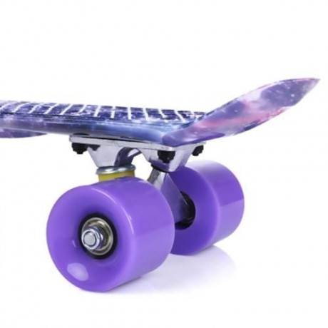 22 INCH STARS PATTERN FOUR-WHEEL STREET LONG PLASTIC FISH SKATEBOARD (PURPLE)