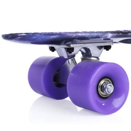 22 INCH STARS PATTERN FOUR-WHEEL STREET LONG PLASTIC FISH SKATEBOARD (PURPLE)