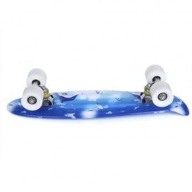 22 INCH DOLPHIN PATTERN FOUR-WHEEL STREET LONG PLASTIC FISH SKATEBOARD (BLUE)