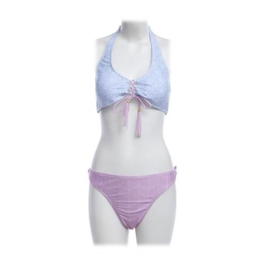 SEPARATED NECK HANGING BACKLESS SEXY ADJUSTABLE FRONT CHEST STRAP BIKINI SWIMWEAR SET (COL