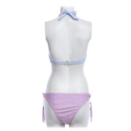 SEPARATED NECK HANGING BACKLESS SEXY ADJUSTABLE FRONT CHEST STRAP BIKINI SWIMWEAR SET (COL