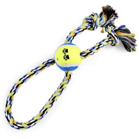 TRAINING GADGET DURABLE CHEW COTTON KNOT PET ROPE TOY (COLORMIX)