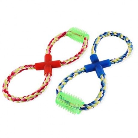 DURABLE CHEW EIGHT SHAPE COTTON KNOT PET ROPE TOY (COLORMIX)