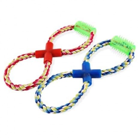 DURABLE CHEW EIGHT SHAPE COTTON KNOT PET ROPE TOY (COLORMIX)