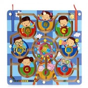 WOODEN FERRIS WHEEL MAGNETIC PEN LABYRINTH PUZZLE TOY (COLORMIX)
