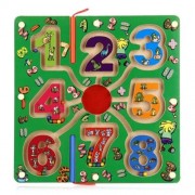 WOODEN NUMBER MAGNETIC PEN LABYRINTH PUZZLE TOY FOR KIDS (COLORMIX)