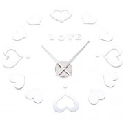 M.SPARKLING HEART SHAPE MIRROR EFFECT STICKER DIY DIGITAL CLOCK (SILVER)