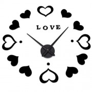M.SPARKLING HEART SHAPE MIRROR EFFECT STICKER DIY DIGITAL CLOCK (BLACK)