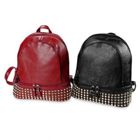 SMINICA EUROPE FASHION RIVET COLLEGE TRAVEL SHOULDER BAG LEISURE ELEGANT PU BACKPACK FOR W