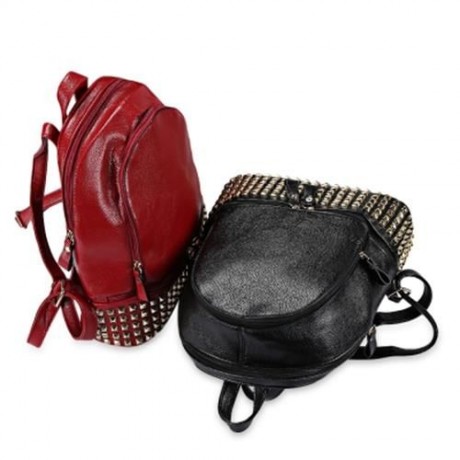 SMINICA EUROPE FASHION RIVET COLLEGE TRAVEL SHOULDER BAG LEISURE ELEGANT PU BACKPACK FOR W