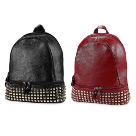 SMINICA EUROPE FASHION RIVET COLLEGE TRAVEL SHOULDER BAG LEISURE ELEGANT PU BACKPACK FOR W