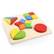 3D WOODEN BUILDING BLOCK DIY MATCHING GEOMETRY PUZZLE TOY (COLORFUL)