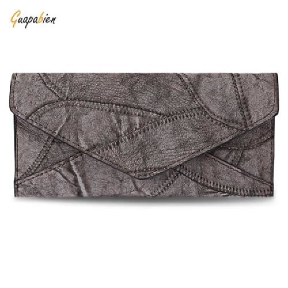 GUAPABIEN VINTAGE PATTERN DESIGN PATCHWORK TRIPLE FOLDING LADIES CARD WALLET (LIGHT GRAY)
