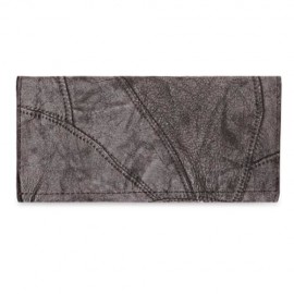 GUAPABIEN VINTAGE PATTERN DESIGN PATCHWORK TRIPLE FOLDING LADIES CARD WALLET (LIGHT GRAY)