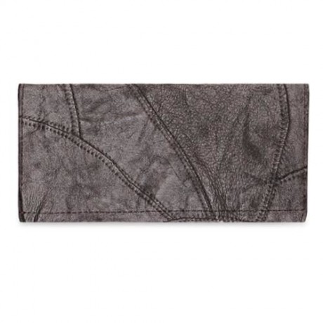 GUAPABIEN VINTAGE PATTERN DESIGN PATCHWORK TRIPLE FOLDING LADIES CARD WALLET (LIGHT GRAY)