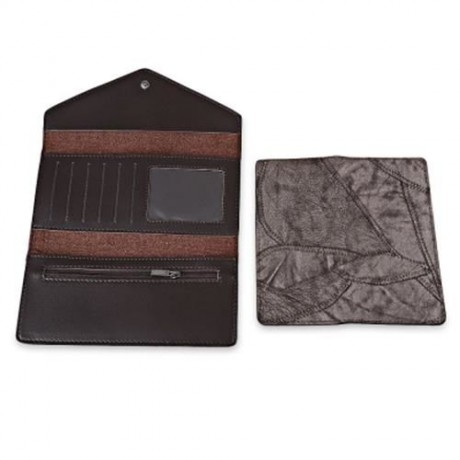 GUAPABIEN VINTAGE PATTERN DESIGN PATCHWORK TRIPLE FOLDING LADIES CARD WALLET (LIGHT GRAY)