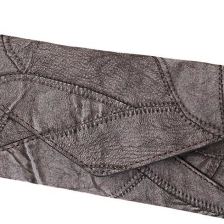 GUAPABIEN VINTAGE PATTERN DESIGN PATCHWORK TRIPLE FOLDING LADIES CARD WALLET (LIGHT GRAY)