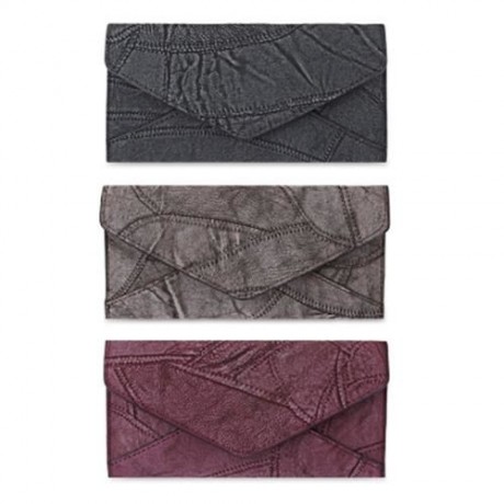 GUAPABIEN VINTAGE PATTERN DESIGN PATCHWORK TRIPLE FOLDING LADIES CARD WALLET (LIGHT GRAY)