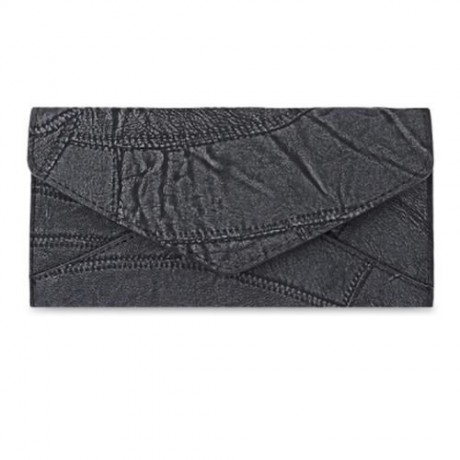 GUAPABIEN VINTAGE PATTERN DESIGN PATCHWORK TRIPLE FOLDING LADIES CARD WALLET (BLACK)