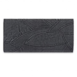 GUAPABIEN VINTAGE PATTERN DESIGN PATCHWORK TRIPLE FOLDING LADIES CARD WALLET (BLACK)
