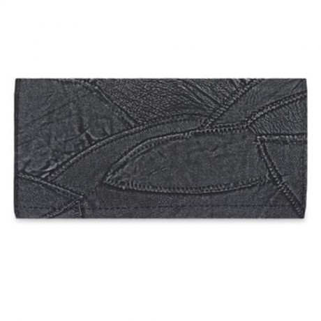 GUAPABIEN VINTAGE PATTERN DESIGN PATCHWORK TRIPLE FOLDING LADIES CARD WALLET (BLACK)