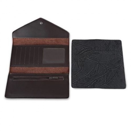 GUAPABIEN VINTAGE PATTERN DESIGN PATCHWORK TRIPLE FOLDING LADIES CARD WALLET (BLACK)