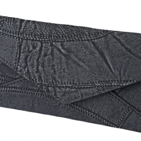 GUAPABIEN VINTAGE PATTERN DESIGN PATCHWORK TRIPLE FOLDING LADIES CARD WALLET (BLACK)