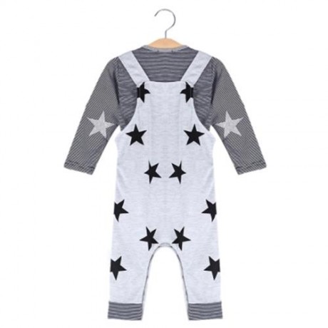 XIRUBABY CASUAL STRIPE PRINTED TWO PIECE SET FOR BABIES (GRAY)