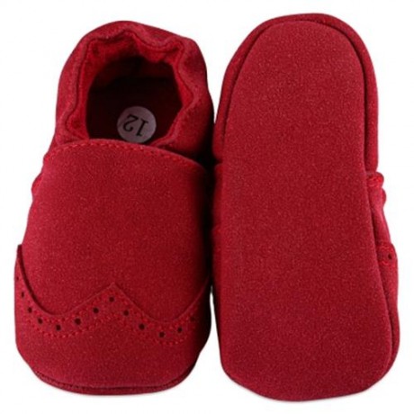 BUUF JRU BRIEF STYLE SOFT SOLE SOLID SLIPPERS FOR BABIES (RED)