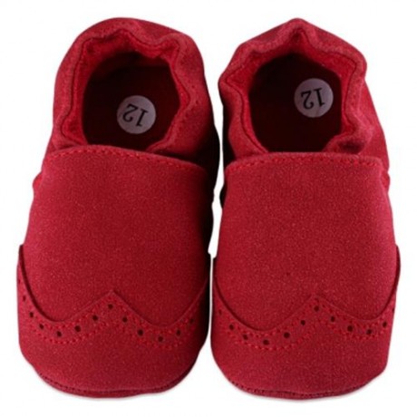 BUUF JRU BRIEF STYLE SOFT SOLE SOLID SLIPPERS FOR BABIES (RED)