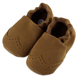 BUUF JRU BRIEF STYLE SOFT SOLE SOLID SLIPPERS FOR BABIES (BROWN)