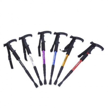 CLEYE TREKKING 4 JOINT ANTI-SHOCK T-HANDLE FOLDING ALPENSTOCK (BLACK)