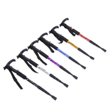 CLEYE TREKKING 4 JOINT ANTI-SHOCK T-HANDLE FOLDING ALPENSTOCK (BLACK)