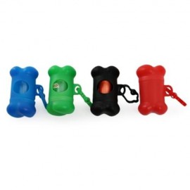 BONE SHAPE POOP BAG HOLDER CASE WITH CARABINER CLIP (RED)